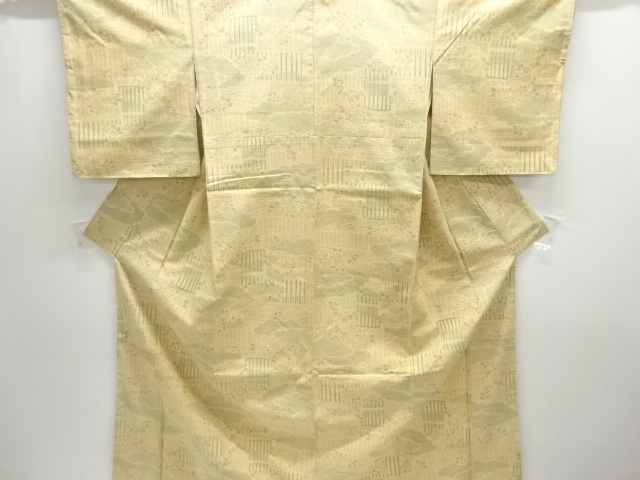 JAPANESE KIMONO / UNUSED TOKAMACHI TSUMUGI / WOVEN CLOUD & PLANT